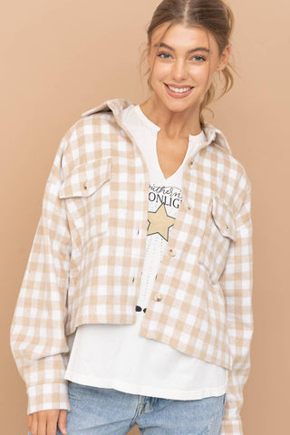 Blue B - 31857J - Yarn Dyed Brushed Crop Pocket Front Shirt Jacket