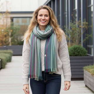 Shupaca Alpaca-Blend Striped Scarf – Wild Wasabi