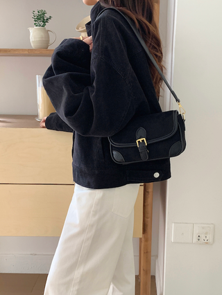 Suede-Like Microfiber Leather Shoulder/Crossbody Bag