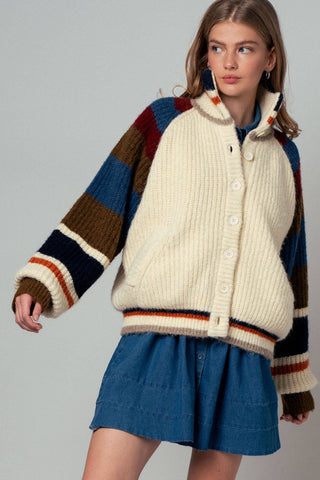 Urban Daizy - Chunky Rib-Knit Faux Fur Lined Cardigan