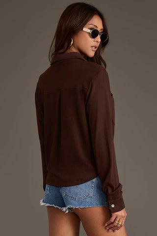 Panache Dark Brown Cropped Soft Button-Up Shirt