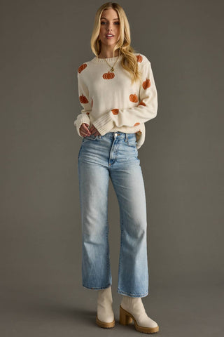 Cream Pumpkin Print Sweater | Panache