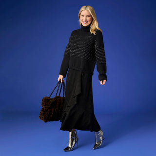 Coco + Carmen Canyon Faux Suede Ruffle Midi Skirt