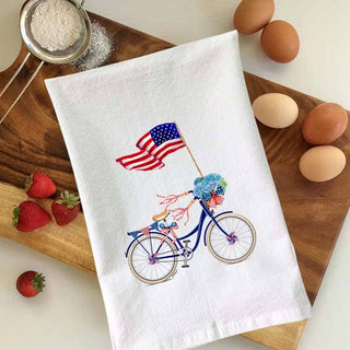 B McVan Designs - Patriotic Bike Flour Sack Towel