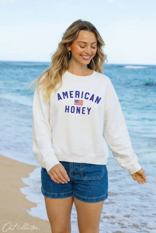 American Honey Mid-Cropped Graphic Sweatshirt | Oat Collective