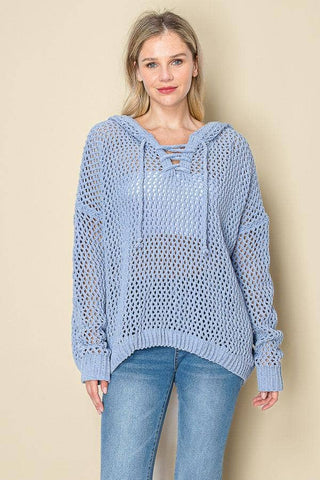 Ashley’s Clothing Design Inc. - SEMI SHEER LOOSE KNIT HOODIE-32795