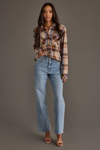 Brown, Blue & Pink Plaid Button-Up | Panache