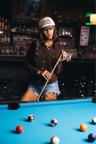 Panache Dark Brown Cropped Soft Button-Up Shirt