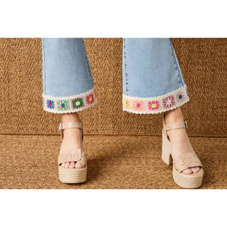 COCO + CARMEN - EverStretch Flare Crop with Crochet Floral Trim