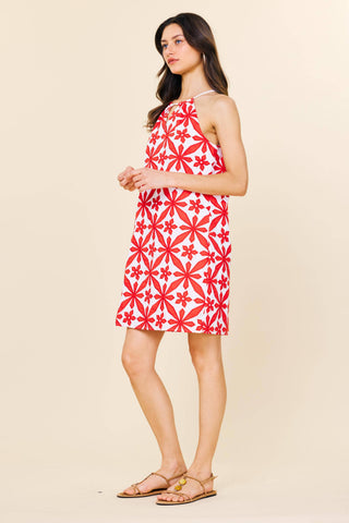 SKIES ARE BLUE - Embroidered Halter Mini DressSkies Are Blue Embroidered Halter Mini Dress – Feminine Summer Dress