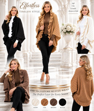 Designer House Ruffle Knit Open Front Wrap Vest