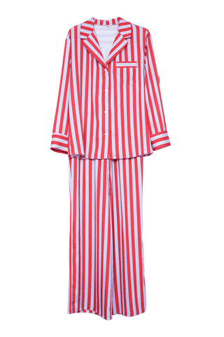 L Katydid - Lilac Striped Satin Cute Christmas PJ Set