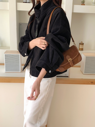 Suede-Like Microfiber Leather Shoulder/Crossbody Bag