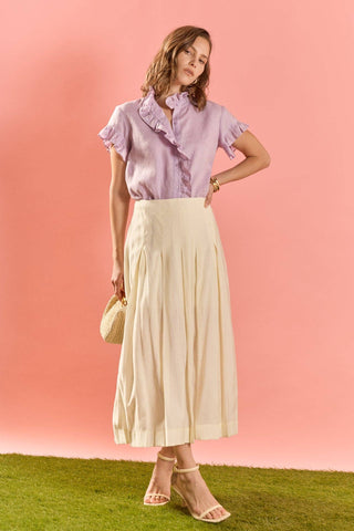 English Factory Linen Ruffle Shirt | Women’s Lightweight Summer Blouse