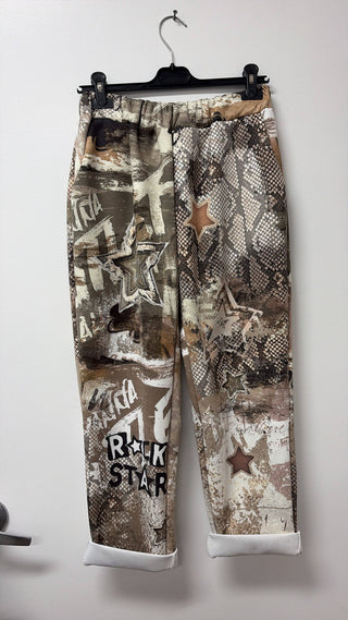 LOOWIE Brown Rock Star Graphic Italian Joggers