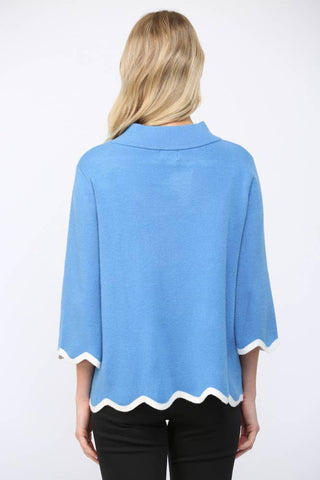 SCALLOP EDGE DETAILED MOCK NECK SWEATER TOP  FW10429