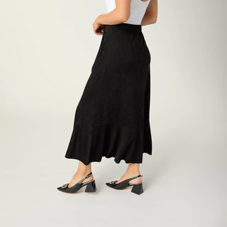 Coco + Carmen Canyon Faux Suede Ruffle Midi Skirt