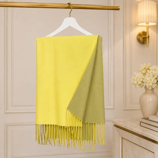 Designer House Reversible Two-Tone Fringe Shawl