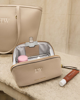 Katie Loxton Fold-Out Mirror Makeup Bag Taupe