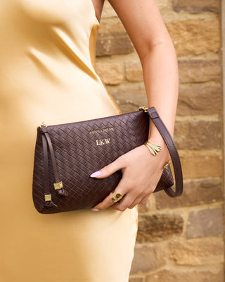 Katie Loxton Nova Woven Small Shoulder Bag Dark Chocolate