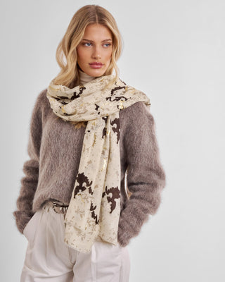Katie Loxton Printed Foil Scarf Snake Sand Taupe Chocolate Gold