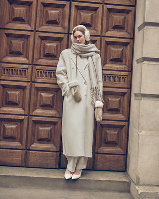 Katie Loxton Faux Suede Mittens Taupe Cream